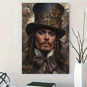 Steampunk Wall Art Johnny Depp Inspired Canvas Print comes Unframed 16 x 24 inch